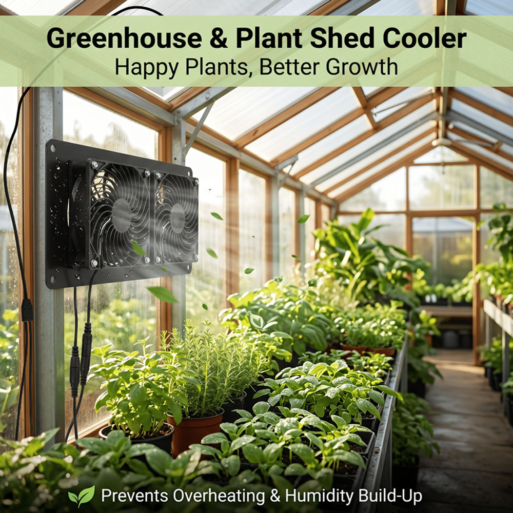 10W 18V Solar Powered Dual Fan - Outdoor Power House recension och pris